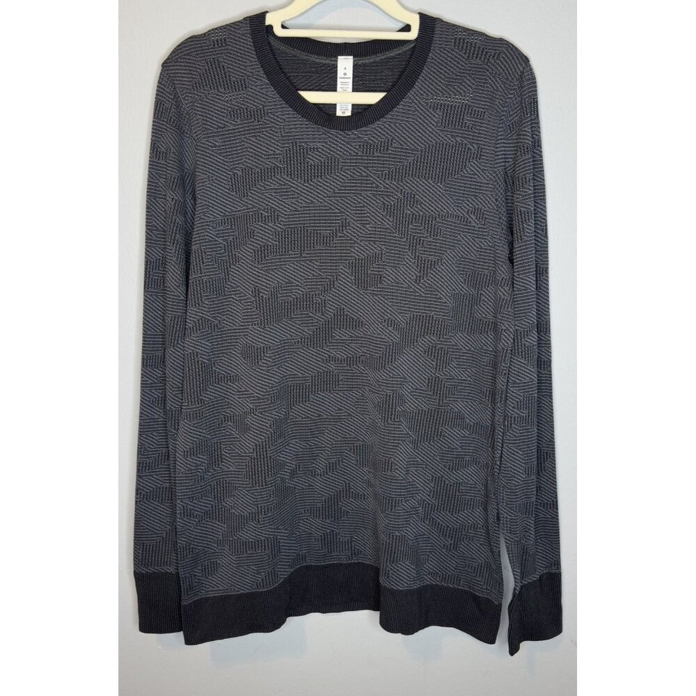 Lululemon Swiftly Breathe Long Sleeve Vented Camo Black Asphalt Grey Size 8 Gym